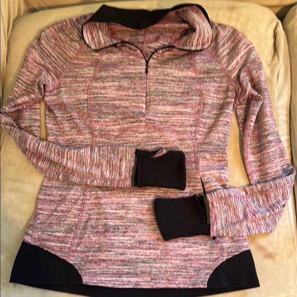 Lululemon Athletica Pink and Black Hoodie Sweatshirt